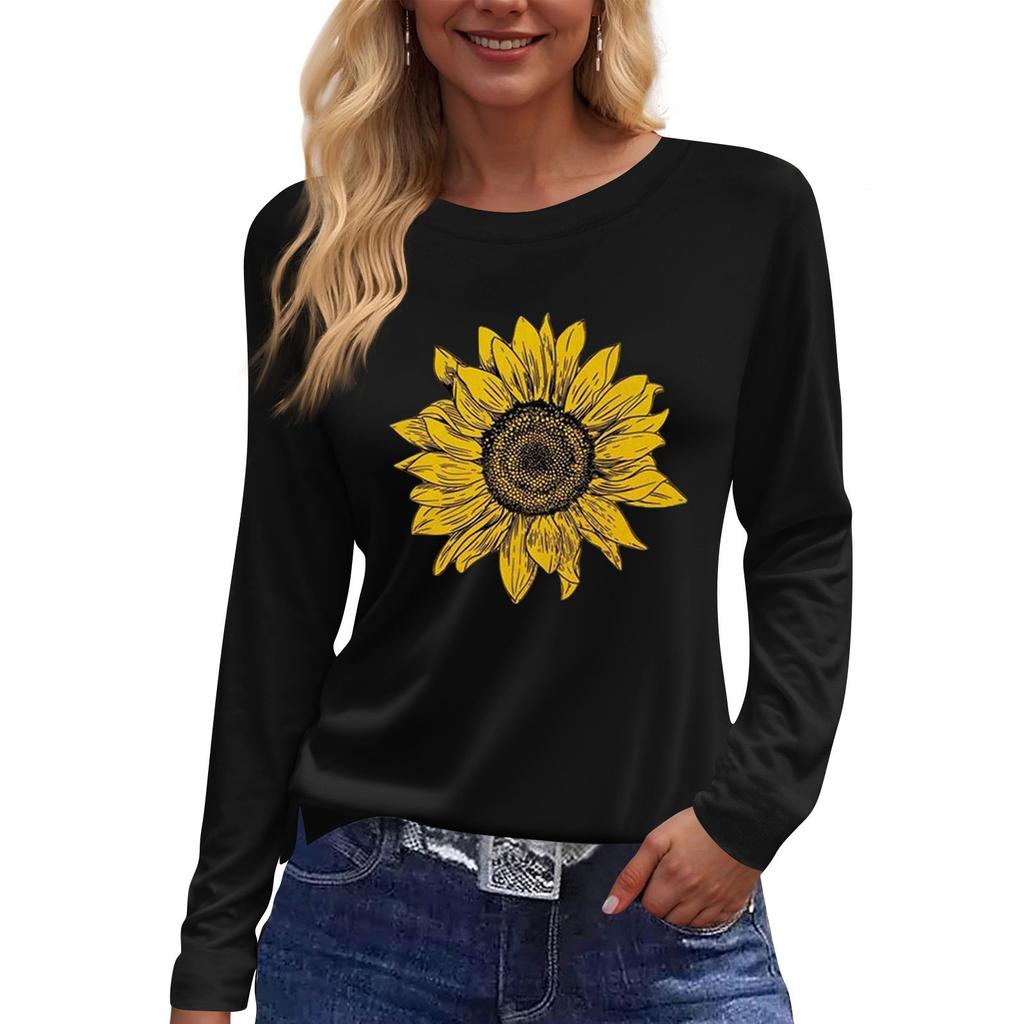 Dámská móda Ležérní Dlouhý rukáv Potisk Kulatý výstřih Pulovr Top Halenka