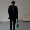 Women's 2024 Autumn Black Retro Loose Slimming Suit Jacket - Korean Style