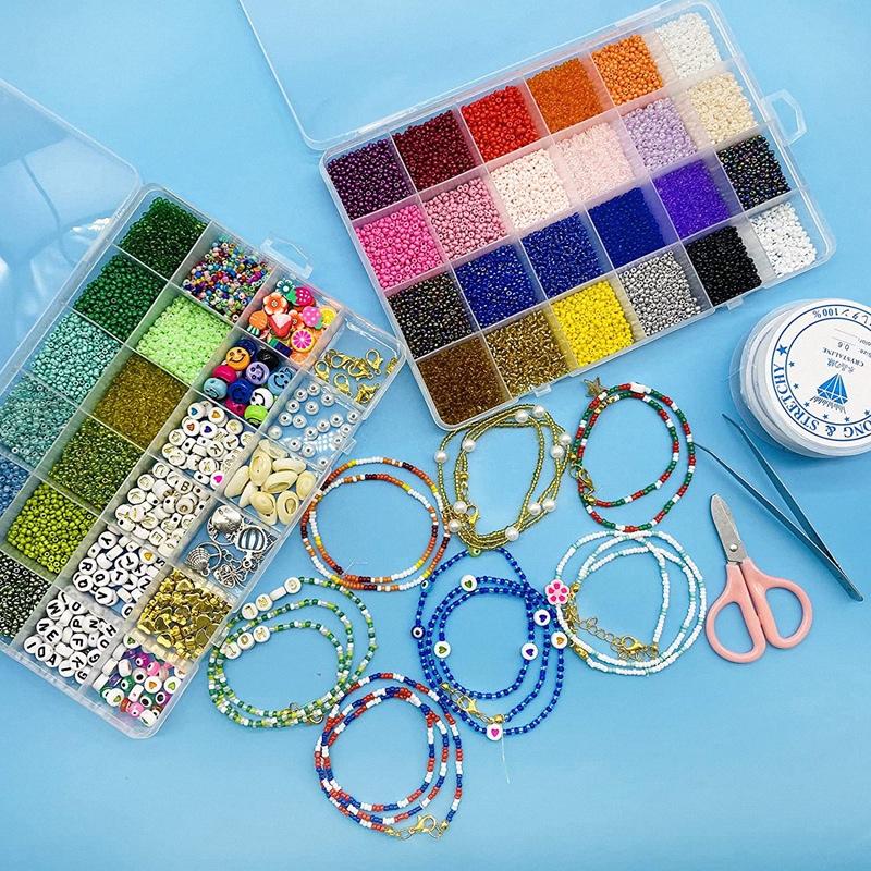 European and American DIY Painted Glass Bead Bracelet Set