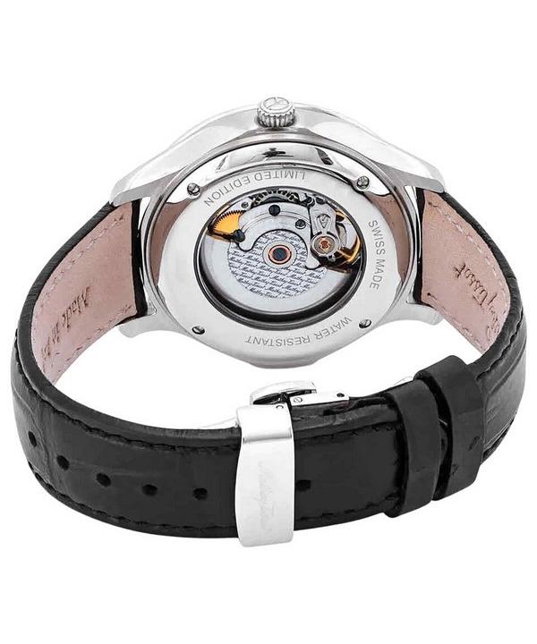 Mathey-Tissot Reloj Edmond automático de edición limitada con correa de cuero y esfera negra AC1886CNA para hombre