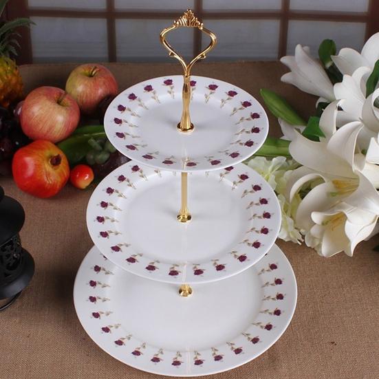 Cake Display Stand Reusable 3 Parts Zinc Alloy Multipurpose Sweets Tray Rack for Wedding