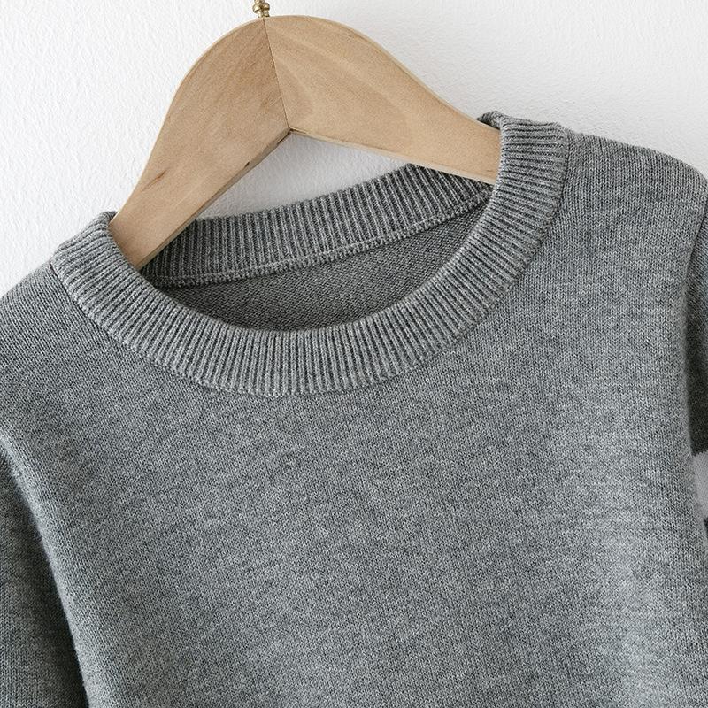 Pure cotton children's sweater boys and girls baby British college style round neck spring and autumn single-layer bottomed knitted sweater
