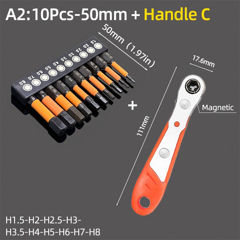50/100mm Sechskant Schraubendreher Bit Set Metrisch Zoll Magnetisch S2 1/4" Sechskant Inbusschlüssel Bohrer Ratsche Handwerkzeuge
