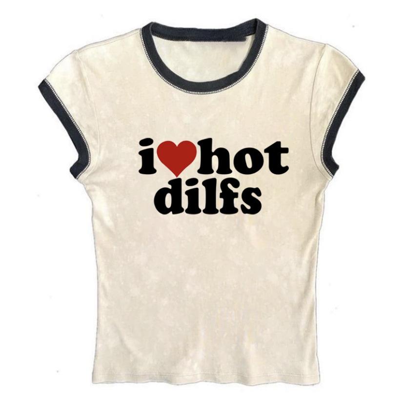 European and American Style T-shirt Summer New Letter Street Trend Short Slim Women's Clothing Wholesale
