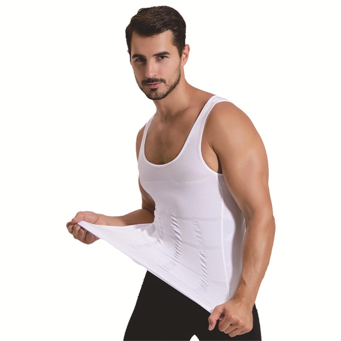 

Men s Slimming Body Shaper Vest - Chest Binder and Waist Cincher XXL чорний