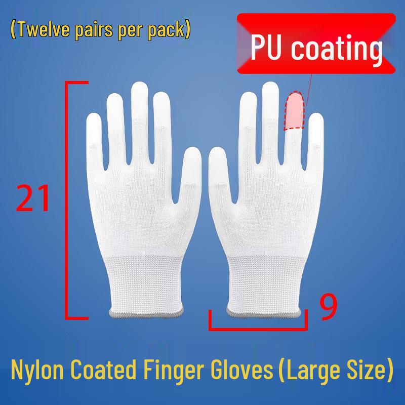 Ultra-Thin Nylon Breathable White Work Gloves - Skin-Friendly, Non-Slip, Elastic, Wear-Resistant.