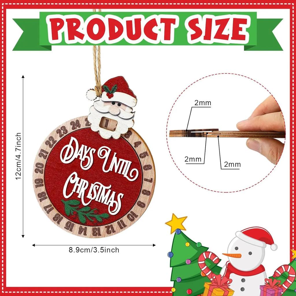Christmas Countdown Hanging Decoration Reusable Advent Calendar with Sliding Ornaments Festive Holiday Decor for Home
