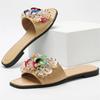 Fashion Luxury Crystal Flower Decoration Flat Slippers Women Color Sequins Brand Designer Slippers Summer Comfort Non-slip Beach Shoes