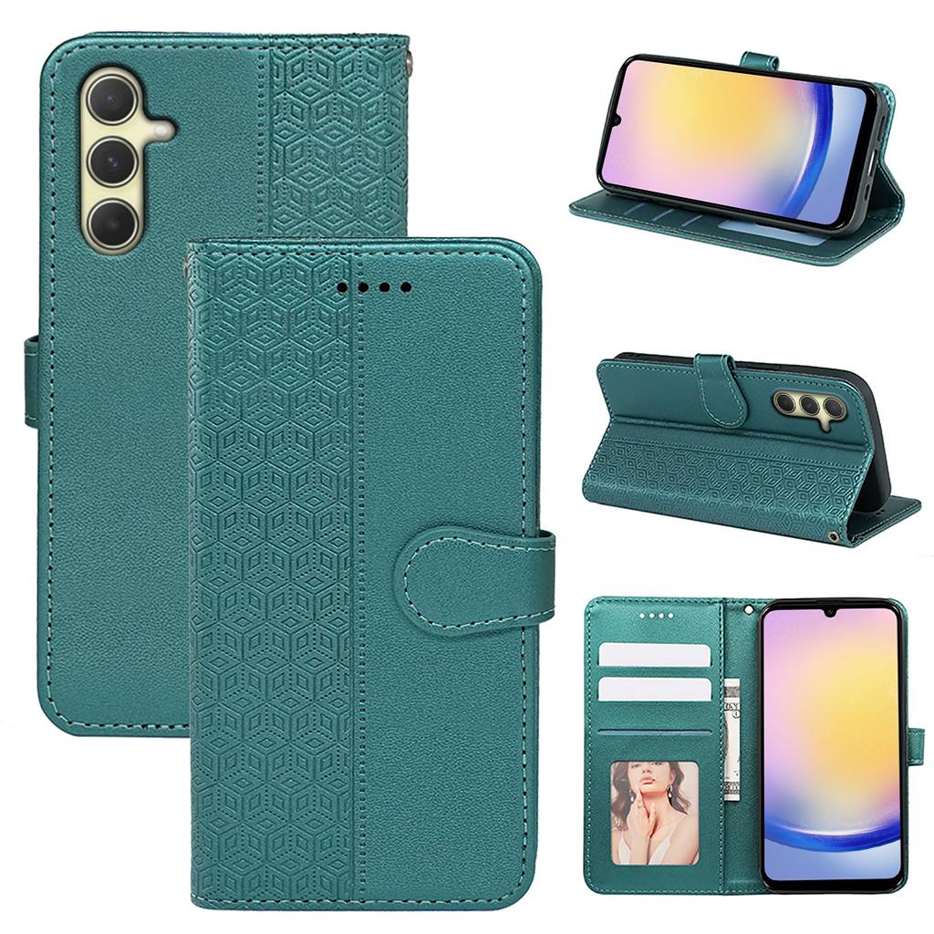 Etui dla Samsunga Galaxy A15 4G/A15 5G, skórzane etui typu flip z wytłoczonym wzorem kratki sześciennej