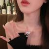 New Water Drop Bow Necklace Full of Diamonds Slightly Inlaid Niche Light Luxury Advanced Heavy Industry Collarbone Chain