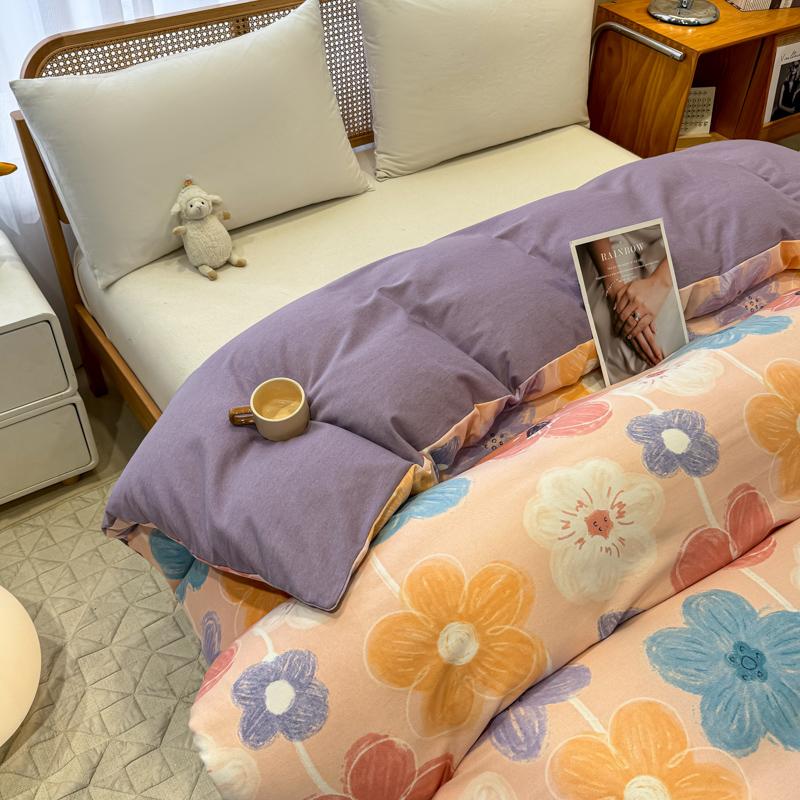 Chic Colorful Floral Print Duvet Cover Queen Size Pure Cotton Bedding Comforter Cover for Kids Adult Soft Breathable Quilt Cover