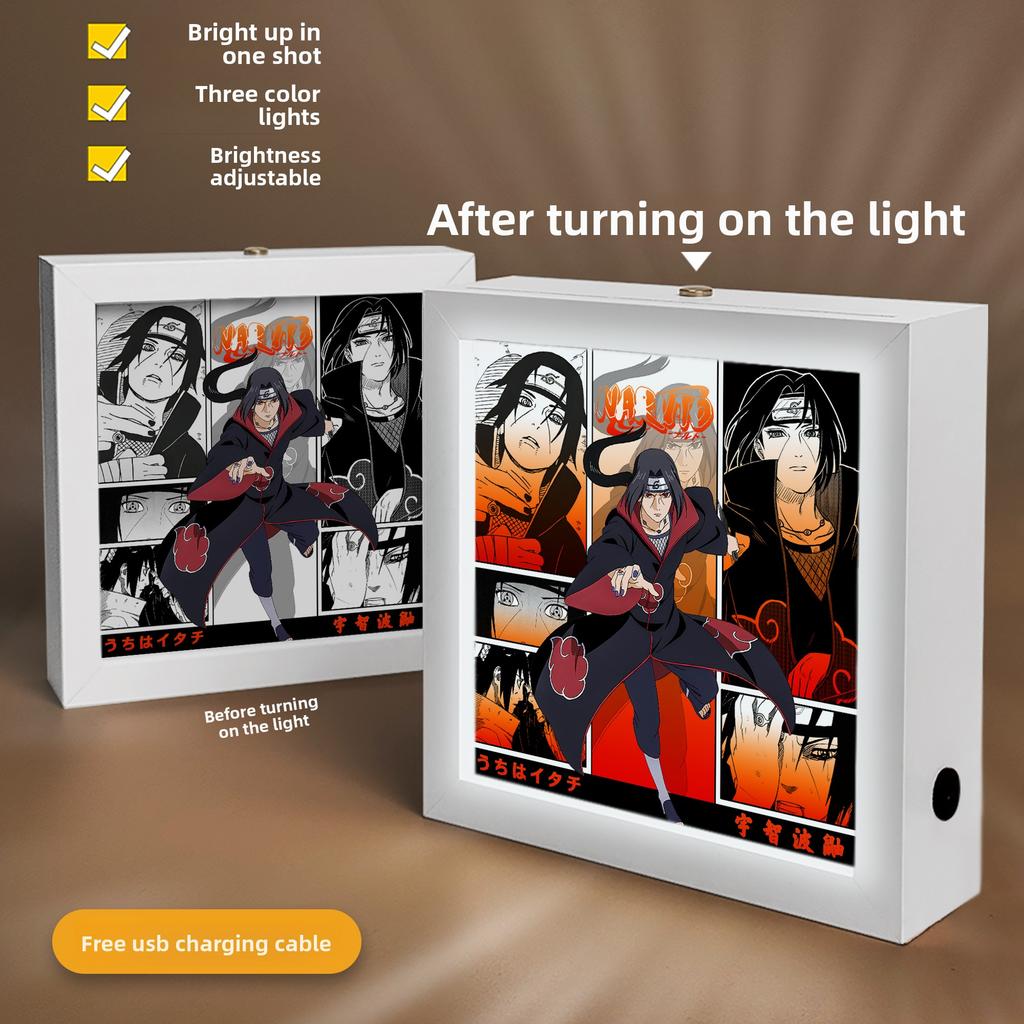 Anime Cartoon Photo Frame Anime Lamp LED Light Box Namikaze Minato Gaara Figure Room Decoration Three Color Lamp Anime Toy Gifts