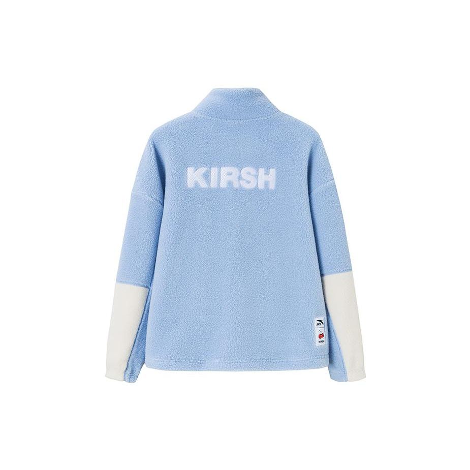 Anta Color Block Letter Zip Stand Collar Long Sleeve Fleece Jacket Women jackets Clear-Blue Lotus-White 962348724-3