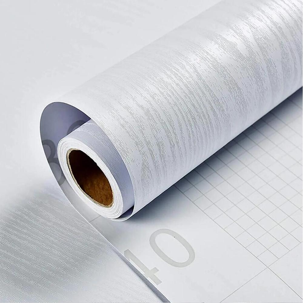

White Wood Peel And Stick Paper Decorative Self-Adhesive Film For Furniture Real Wood Tactile Sensation Surfaces Easy To Clean 40cm x 100cm