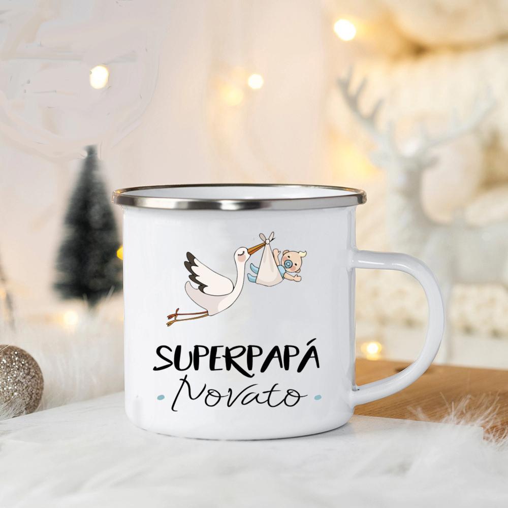 Super Dad Rookie Enamel Mug White Handled Cup Coffee Tea Enamel Mug Drink Water The Best Original and Fun Father's Day Gift