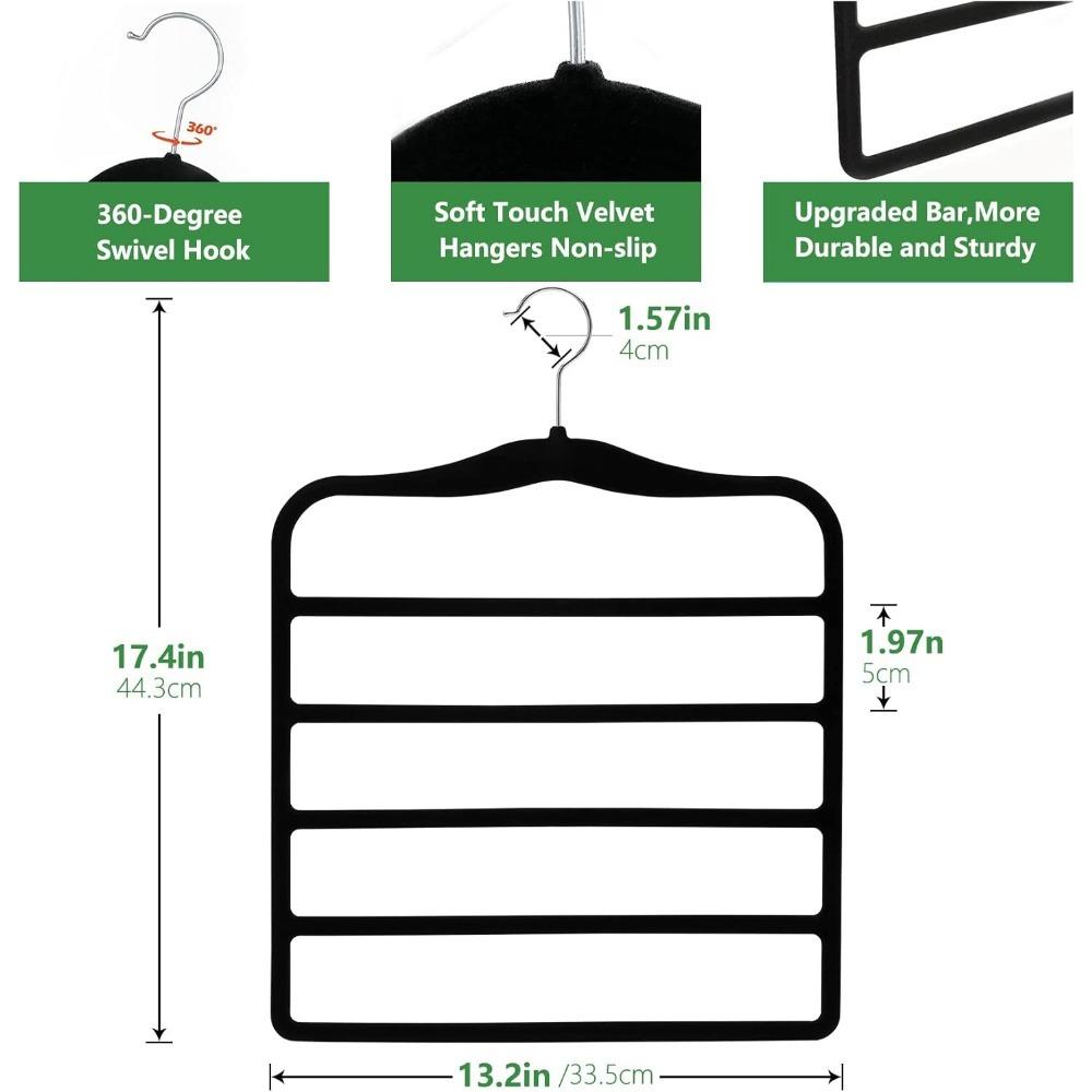 Closet Organizers and Storage,5 Pack Organization and Storage Pants-Hangers-Space-Saving,Velvet Hanger for Dorm Room for College Students