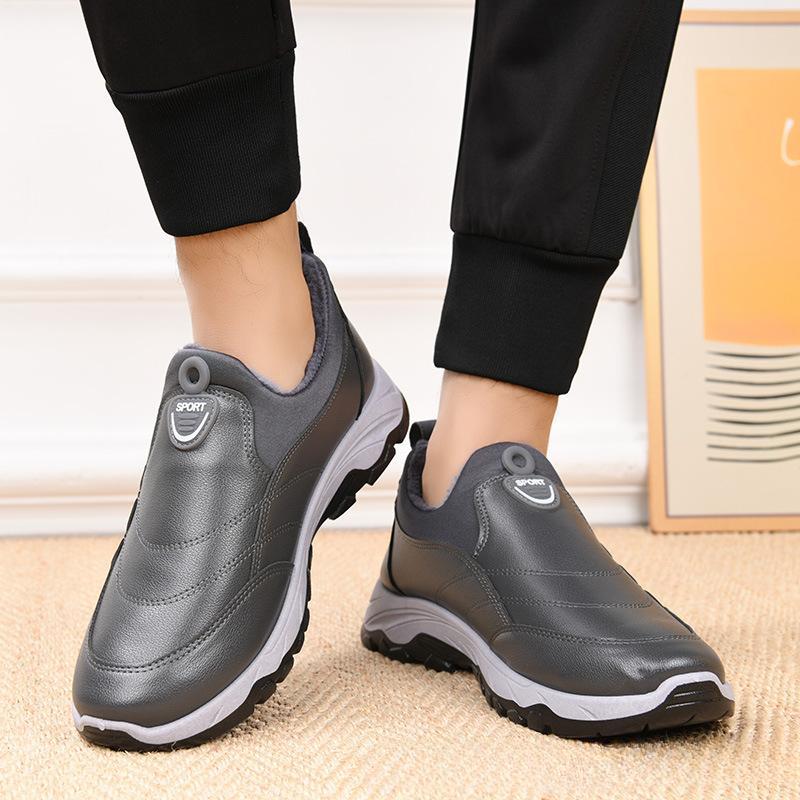 Cizme de zăpadă pentru bărbați noi de iarnă în aer liber Cizme de plimbare calde de pluș Pantofi de birou pentru bărbați Pantofi de birou pentru drumeții Cizme de muncă pentru bărbați din cauciuc anti-alunecare