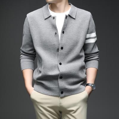 Men's Knitted Cardigan Collar Autumn and Winter Men's Sweater Fashion Versatile Leading Sweater Jacket