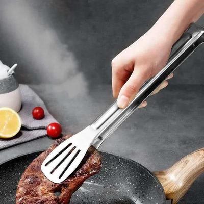 Stainless Steel Hollow Out Tongs BBQ Cooking Food Serving Buffet Utensil Thickened Steak Clip Bread Kitchen Tools