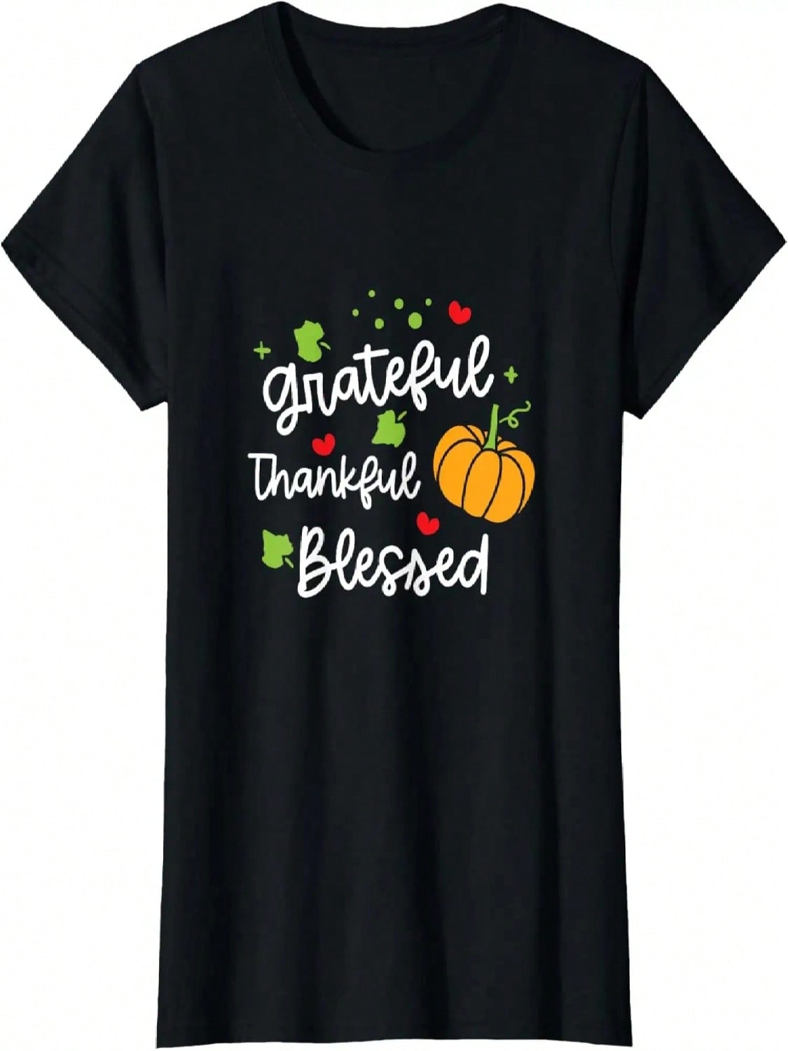Thanksgiving Motif For Woman - Grateful Thankful T-Shirt S