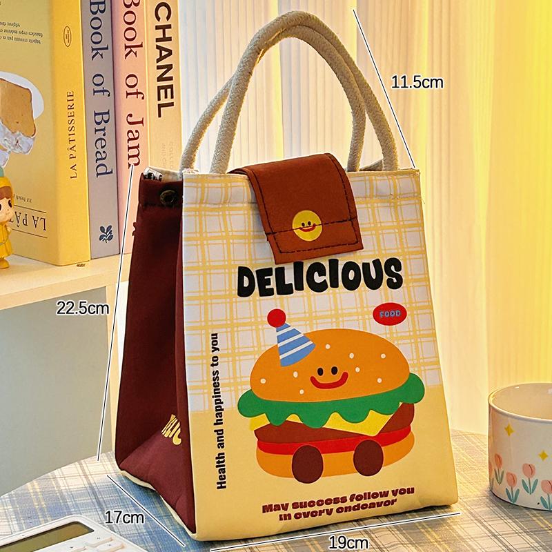 

Attractive Lunch Box Bag Aluminum Foil Insulated Breakfast Bag Handheld Portable Meal Container Bag for Office Workers