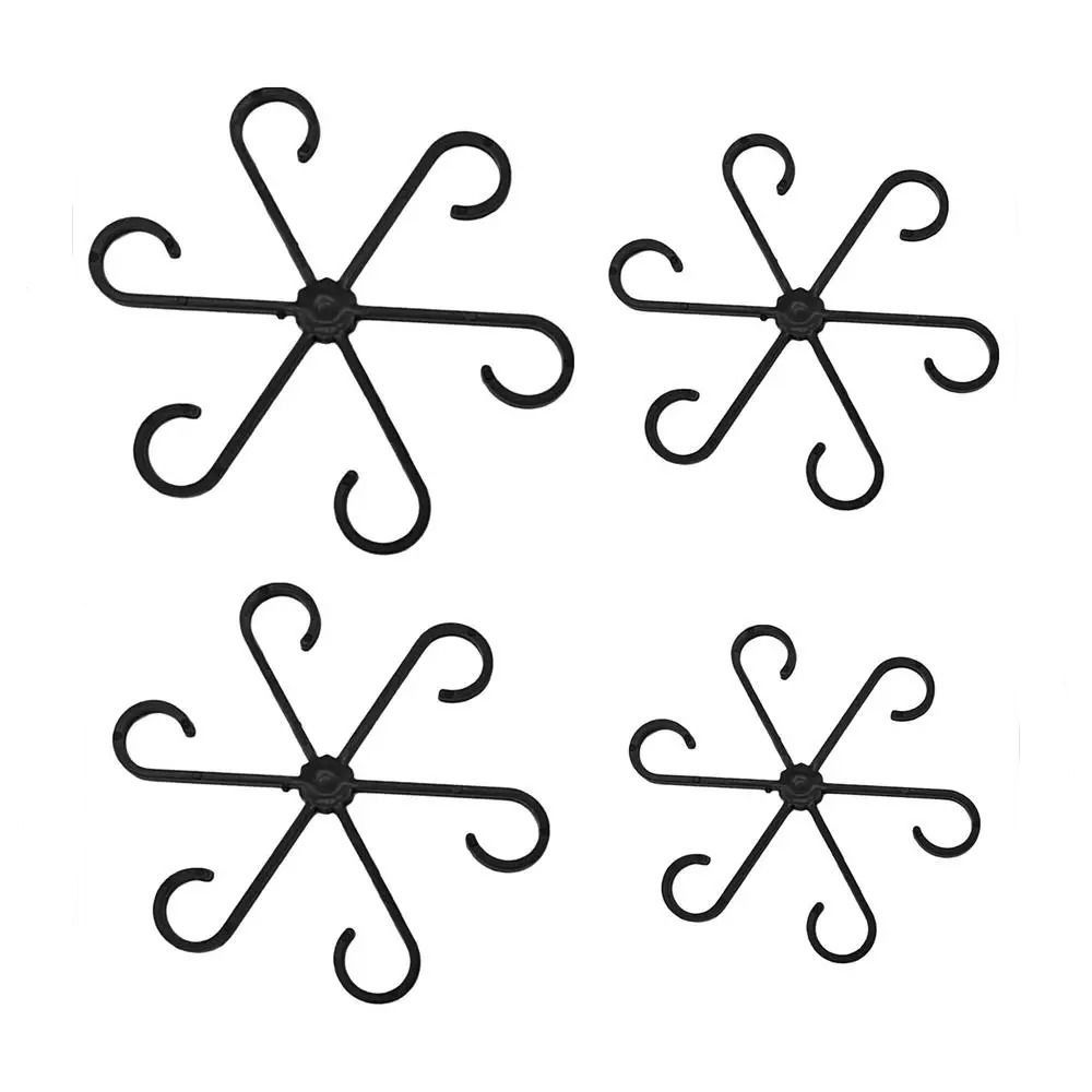 

4 шт. Двойной складной каркас для стеблей растений, пластиковая поддержка стеблей растений, держатель для стеблей растений, поддержка листьев чёрный