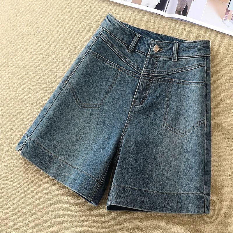 

2026 Retro A-line High-Waisted Denim Shorts for Women - Petite, Thin, Five-Point, Loose Fit S (recommended under 95 jin)