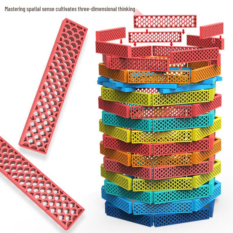 Akiki Creative Educational Building Blocks Set for Kids - Rice Hole Sticks for Stacking and Construction Play