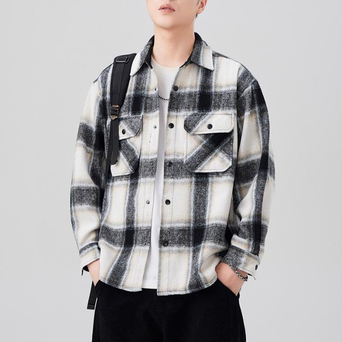 

Новая весенняя японская ретро мужская рубашка свободного кроя цветная тканая повседневная рабочая рубашка куртка 4XL