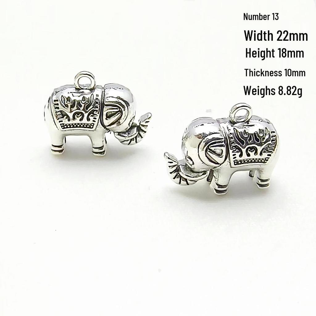 Tibetan Silver Ethnic Bracelet with Thai Elephant Pendant and Vintage Alloy Charms
