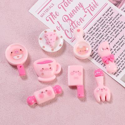 Handgefertigte Rosa Schwein Harz Accessoires: DIY Schuhschnalle, Haarnadel, Schmuckmaterial