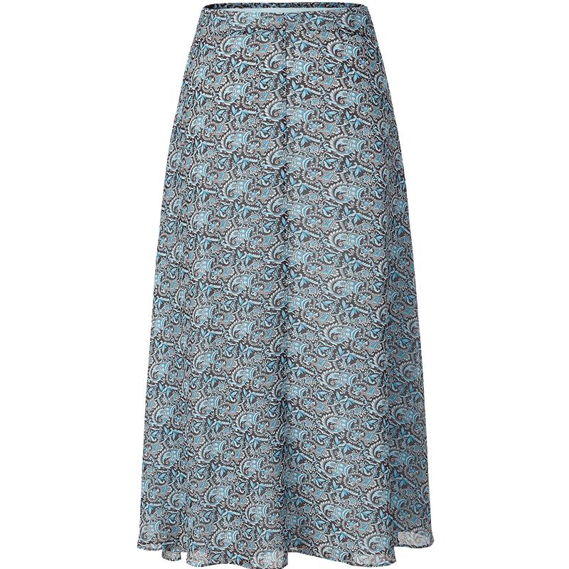 

JiuZi AnnaKou Retro Print Irregular Chiffon Skirt XL