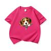 Kids Cotton T Shirt Cute Beagle Puppy Dog Zipper Print Crew Neck Short Sleeve Tee Casual Breathable Boys Girls Summer Tops