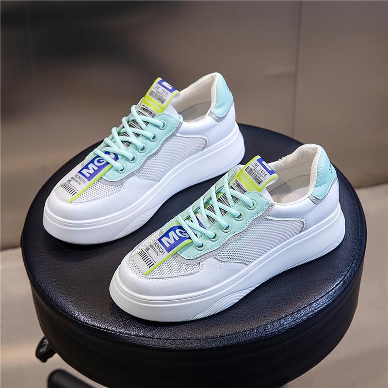Little white shoes women s leather 2025 spring new sports transparent net breathable casual single shoes women s flat running women s shoes 40
