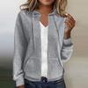 Giacca Cardigan con Cappuccio a Maniche Lunghe da Donna Colore Unito Felpa con Zip