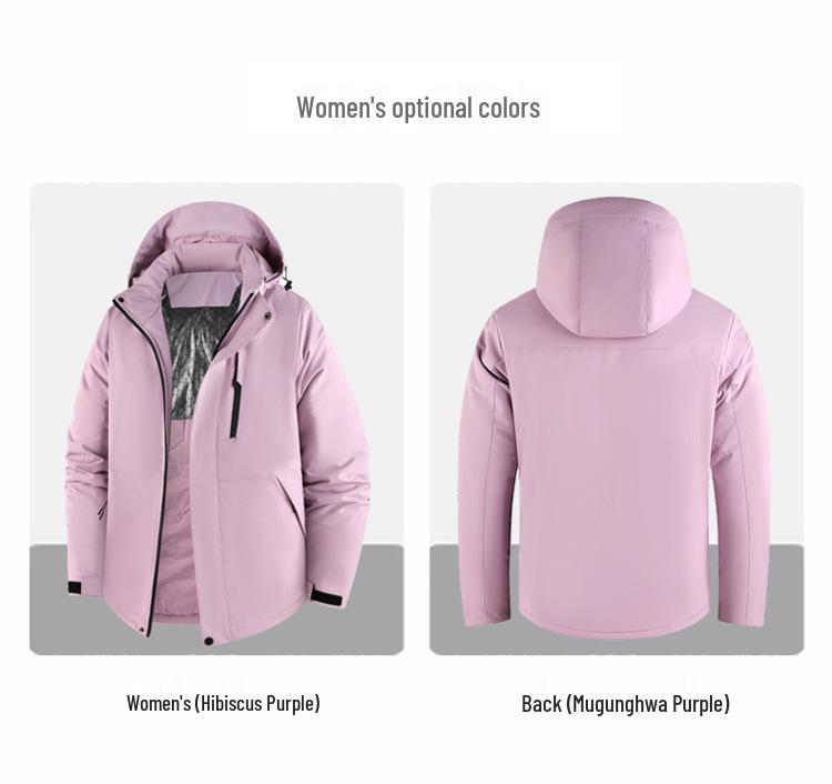 Unisex Fleece-Lined Graphene Quilted Jacket: Windproof, Waterproof, Cold Protection for Autumn/Winter Mountaineering