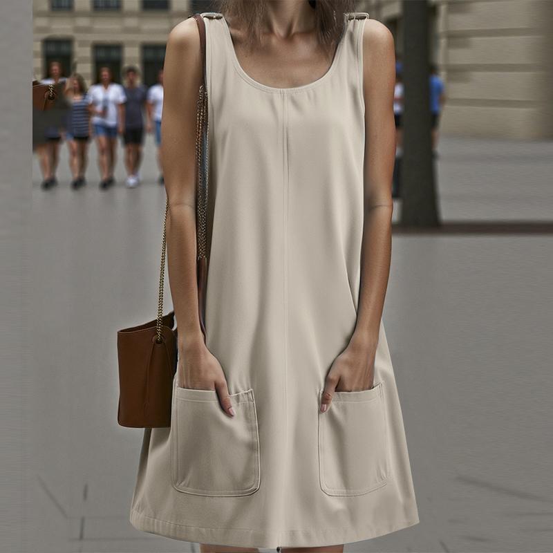 

ZANZEA Женское повседневное летнее платье без рукавов с круглым вырезом, свободного кроя, короткое 3XL