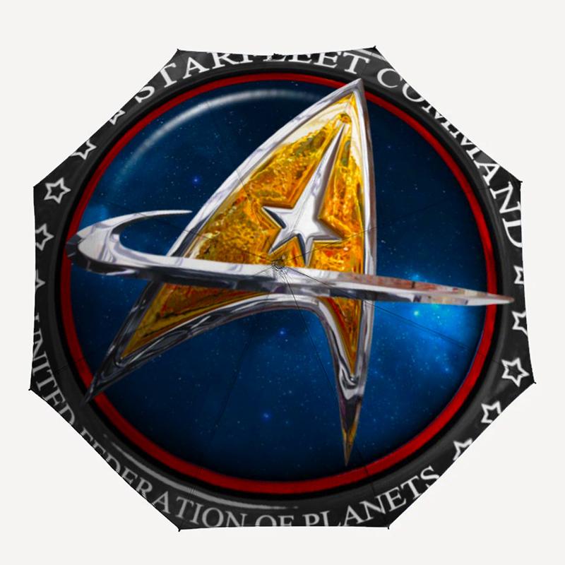 Star Trek Starfleet Command Emblem Sticker Decal 4x 4Umbrella, Portable 3-Fold Compact Umbrella for Men & Women Gift