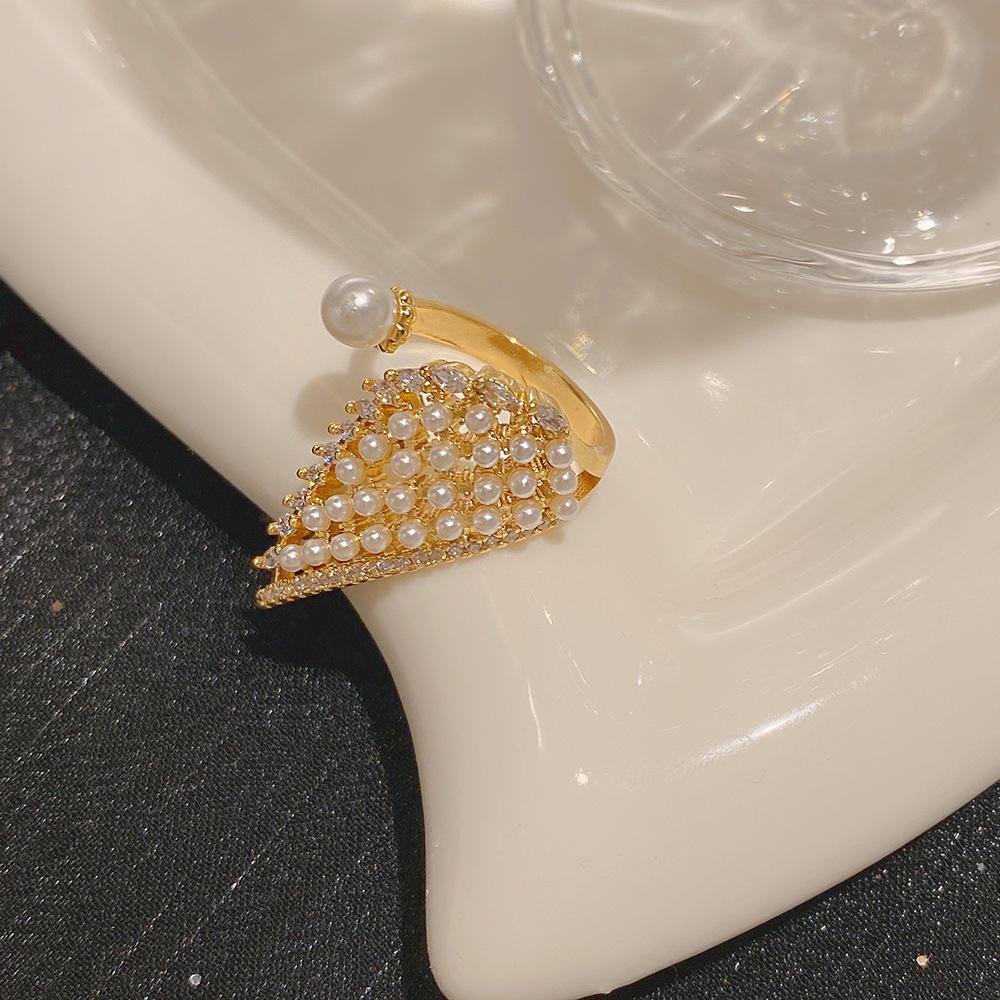 Korean Version of High-end Pearl Ring, Female Niche Design, Personalized and Versatile, Adjustable Ring