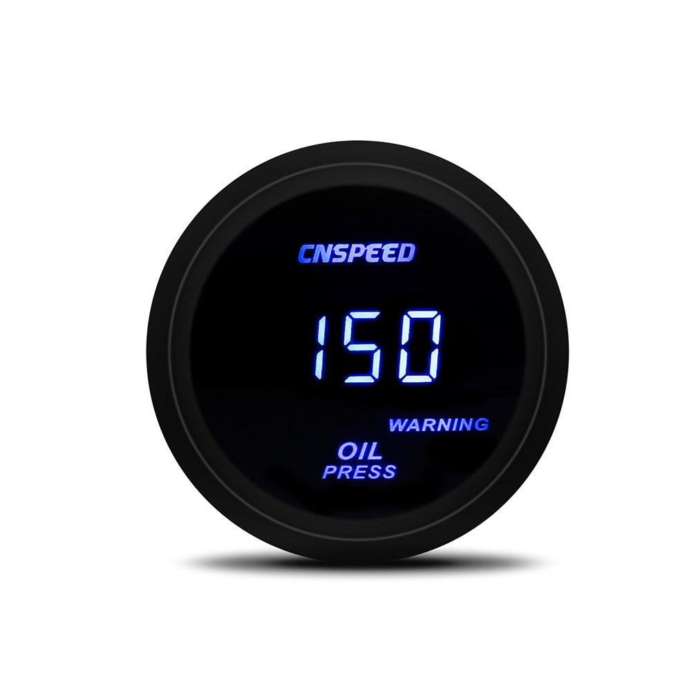 CNSPEED 2" 52mm Auto Digital Display Oil Pressure Gauge 0-150Psi Blue Led Light Oil Press Gauge & Oil Pressure Sensor Car Meter