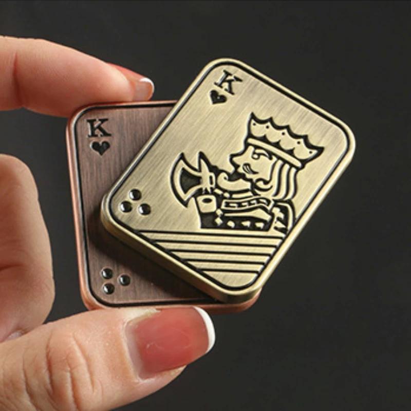 Poker Edc Magnetic Push Card Metal Pushing Plate Mechanical Slider Haptic Coin Ppb Anti Stress Reducing Toys Mini Fidget Sensory