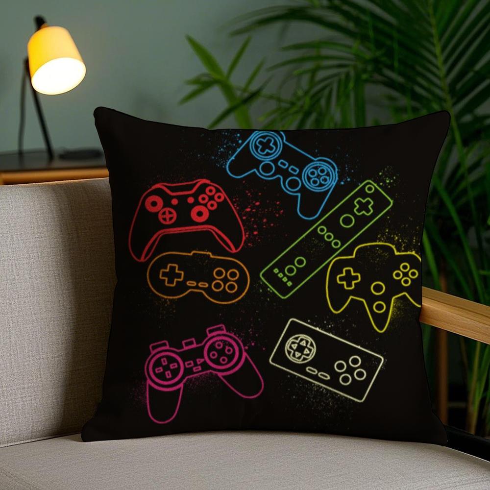 Colorful Graffiti Game Gamepad Cushion Cover Soft Short Plush Double-Sided Printing Home Decor Machine Washable Pillow Case Gift