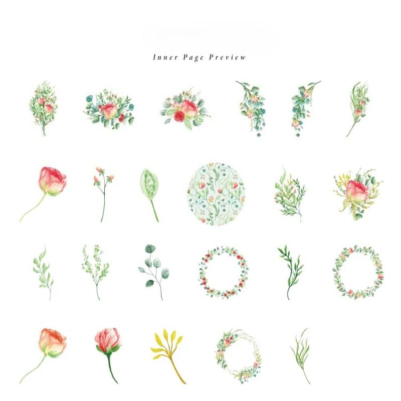 46 Pieces/box Flower Box Stickers Magazines Greeting Cards Decorative Materials Handmade DIY Collage Album Diary Decoration