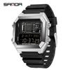 SANDA Dual-Time Multifunction Student Sports Watch - Square, Waterproof, Electronic
