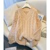 Harajuku Sweater Women Fashion Oversized Pink V-Neck Knitted Pullovers Korean Long Sleeve Knitwear Winter Casual Jumpers