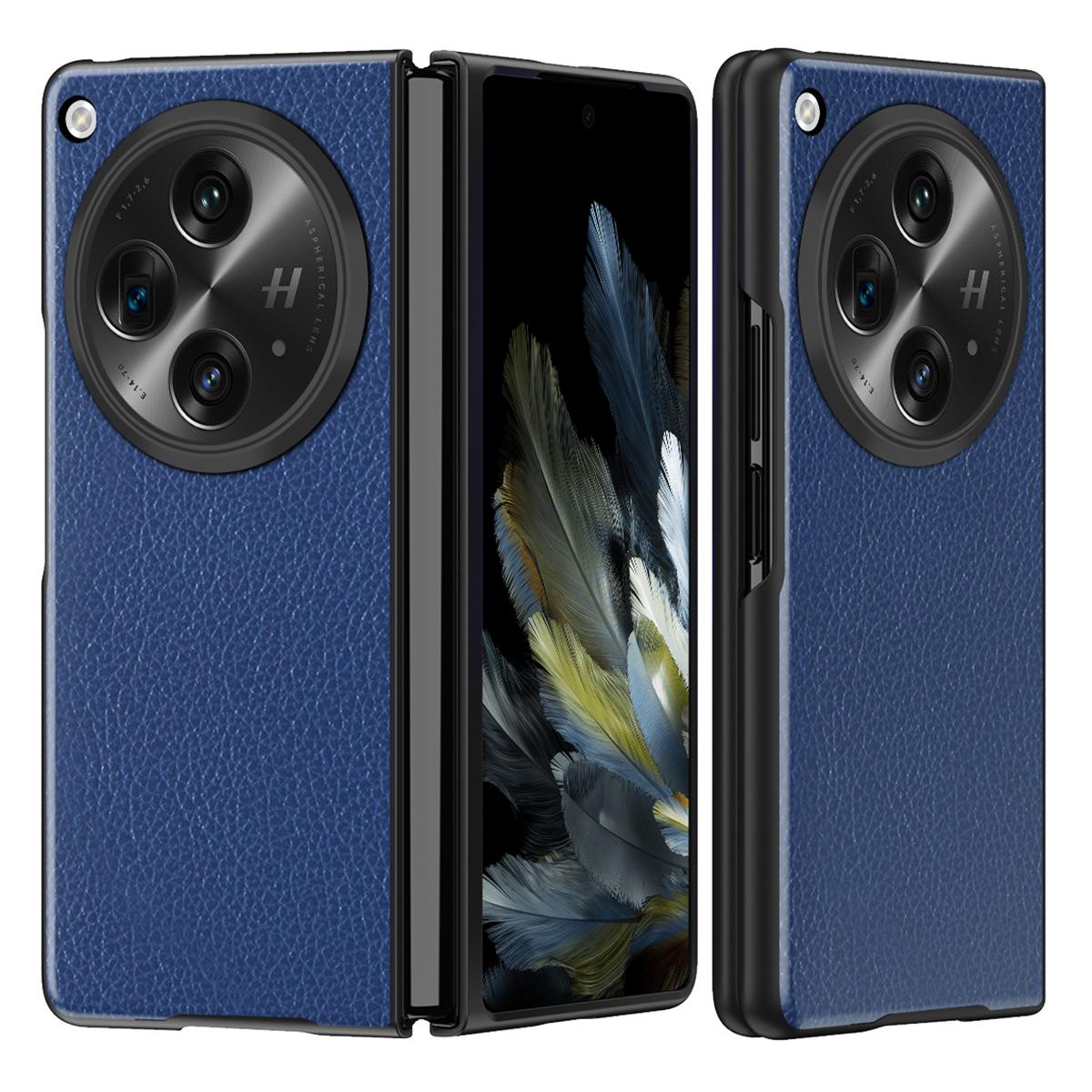 

For Oppo Find N3 5G/OnePlus Open Case PU Leather Coated Hard PC Anti-Drop Phone Cover Sapphire