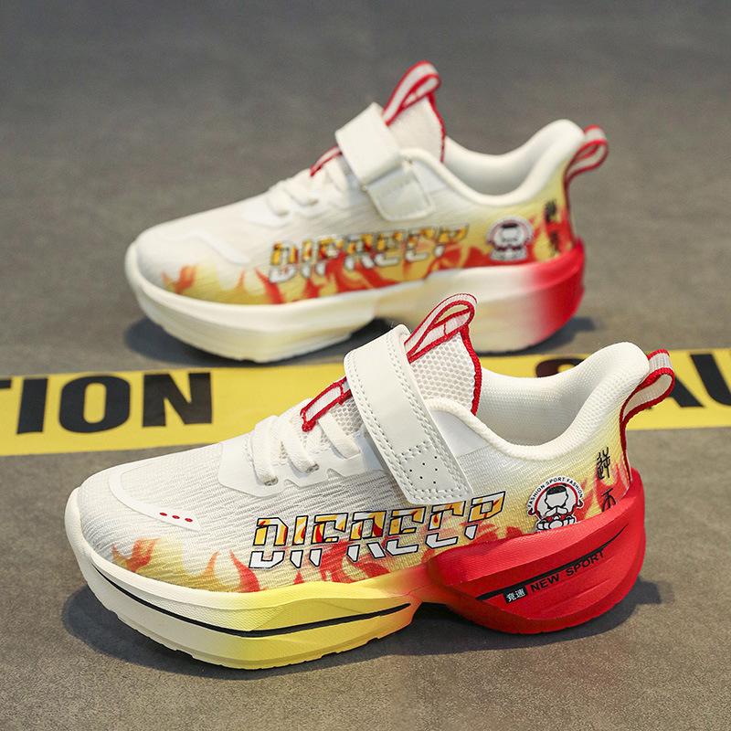 2025 spring and summer breathable mesh running shoes, primary and secondary school students sports shoes, Velcro raw and lightweight running shoes