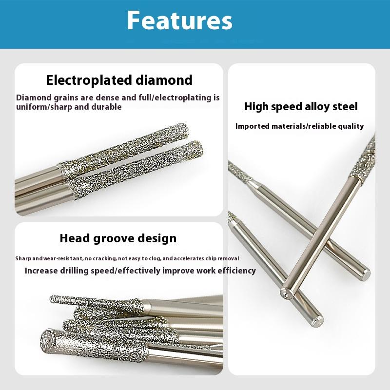 10 stuks 0,8/1/1,2/1,5/1,8/2/2,5 mm Diamantgecoate Boorbitjes met 2,35 mm Schacht voor Glas Jade Sieraden Slijpen en Polijsten