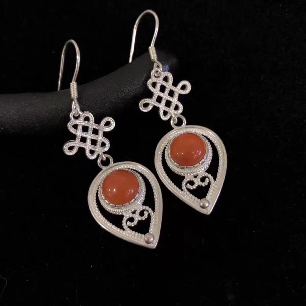 Retro Tibetan Earrings Ethnic Style Versatile Nepalese Niche Earrings Jewelry Stud Earrings Women