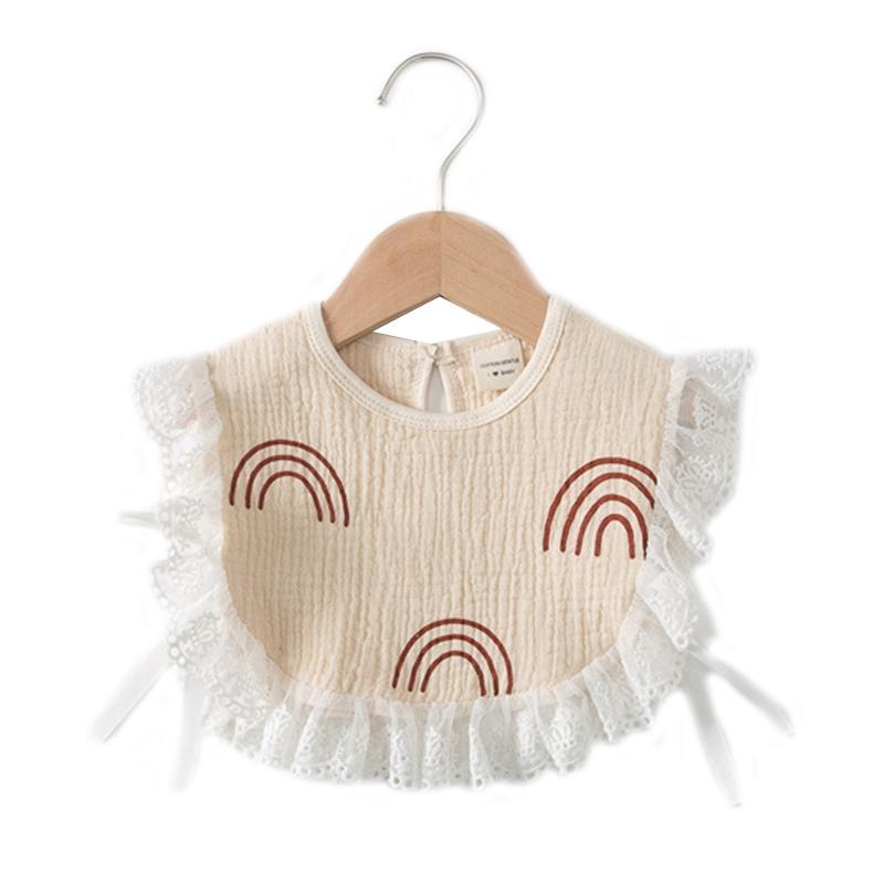 Korean Style Toddler Kids Lace Floral Bibs Cute Hollow Out False Collar Children Clothes Accessiory Pure Color Baby Girls Cotton